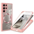 thumbnail image 1 of Allytechgroup Clear Magnetic Case for Samsung Galaxy S23 Ultra with Build in Screen Protector, Anti-Yellow Bumper Shockproof Transparent Back Cover for Galaxy S23 Ultra, Pink, 1 of 8