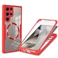 thumbnail image 1 of Allytechgroup Clear Magnetic Case for Samsung Galaxy S24 Ultra with Build in Screen Protector, Anti-Yellow Bumper Shockproof Transparent Back Cover for Galaxy S24 Ultra, Red, 1 of 8