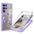 thumbnail image 1 of Allytechgroup Clear Magnetic Case for Samsung Galaxy S24 Ultra with Build in Screen Protector, Anti-Yellow Bumper Shockproof Transparent Back Cover for Galaxy S24 Ultra, Purple, 1 of 8