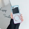 thumbnail image 1 of Allytechgroup Clear Magnetic Case for Samsung Galaxy Z Flip 4, [Compatible with Magsafe] Acrylic Transparent Anti-Scratch Not-Yellowing Slim Fit Shell Cover for Samsung Galaxy Z Flip 4, Blue+Pink, 1 of 10