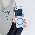 thumbnail image 1 of Allytechgroup Clear Magnetic Case for Samsung Galaxy Z Flip 4, [Compatible with Magsafe] Acrylic Transparent Anti-Scratch Not-Yellowing Slim Fit Shell Cover for Samsung Galaxy Z Flip 4, Purple+Blue, 1 of 10