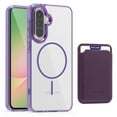 thumbnail image 1 of Allytechgroup Clear Magnetic Wallet Case for Samsung Galaxy A35, Compatible with Magsafe Shockproof Transparent Back Cover with Slim Fit with Detachable Leather Card Holder, Purple, 1 of 6