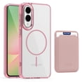thumbnail image 1 of Allytechgroup Clear Magnetic Wallet Case for Samsung Galaxy S25 Edge, Compatible with Magsafe Shockproof Transparent Back Cover with Slim Fit with Detachable Leather Card Holder, Pink, 1 of 6