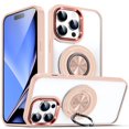 thumbnail image 1 of Allytechgroup Clear Mangetic Case for iPhone 11 with 360° Rotatable Ring Holder Kickstand, [Compatible with MagSafe] Soft Bumper Rugged Acrylic Back Hybrid Protective [Non-Yellowing] Case, Pink, 1 of 9