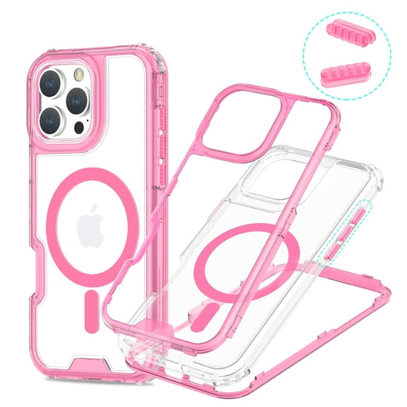 Allytechgroup Clear Phone Case for Apple iPhone 13, Shockproof TPU & PC iPhone 13 Cover Anti-Scratch Transparent iPhone 13 Case Compatible with MagSafe Accessories,Clearpink