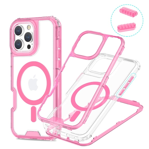 Allytechgroup Clear Phone Case for Apple iPhone 14 Pro, Shockproof TPU & PC iPhone 14 Pro Cover Anti-Scratch Transparent iPhone 14 Pro Case Compatible with MagSafe Accessories,Clearpink