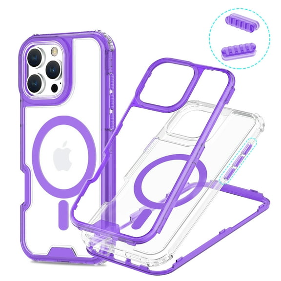 Allytechgroup Clear Phone Case for Apple iPhone 15 Pro Max, Shockproof TPU & PC iPhone 15 Pro Max Cover Anti-Scratch Transparent iPhone 15 Pro Max Case Compatible with MagSafe Accessories,Clearpurple