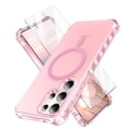 thumbnail image 1 of Allytechgroup Clear Phone Case for Samsung Galaxy S25 Ultra, Galaxy S25 Ultra Case with Screen Protector, MagSafe Compatible, Kickstand Feature, Anti-Yellowing Galaxy S25 Ultra Cover, Pink, 1 of 5