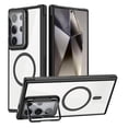 thumbnail image 1 of Allytechgroup Clear Phone Case for Samsung Galaxy S25 Ultra with Stand, Magnetic Case with Camera Lens Kickstand, Shockproof and Anti-Yellow, Compatible with MagSafe and Car Mount, Black, 1 of 7