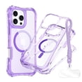 thumbnail image 1 of Allytechgroup Clear Rugged Case for iPhone 16 Pro with Lanyard, [Compatible with Magsafe] Not-Yellowing Shockproof PC+TPU Hybrid Bumper Protective Cover for iPhone 16 Pro, Purple, 1 of 7