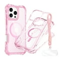 thumbnail image 1 of Allytechgroup Clear Rugged Case for iPhone 17 Pro with Lanyard, [Compatible with Magsafe] Not-Yellowing Shockproof PC+TPU Hybrid Bumper Protective Cover for iPhone 17 Pro, Pink, 1 of 7