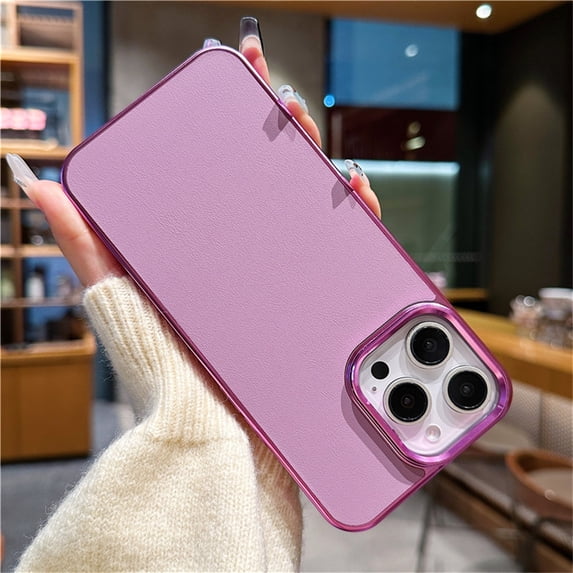 Allytechgroup Comaptible with iPhone 15 Plus Case for Women Men, Slim Lightweight Hard PC PU Leather Phone Case Shockproof Anti-Fingerprint Protective Bumper for Apple iPhone 15 Plus, Rose
