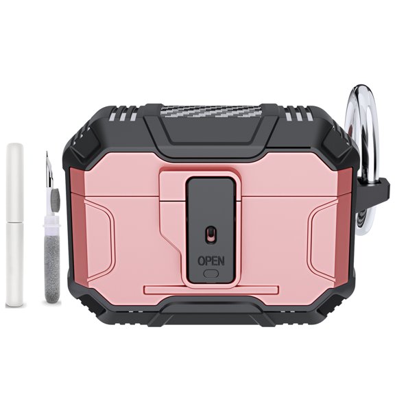 Allytechgroup Compatible with Airpods 4 Case with Keychain & Cleaning Kit, Lightweight Hard PC Rugged Support Wireless Charging Shockproof Protective Bumper for Airpods 4th Generation 2024, Rosegold