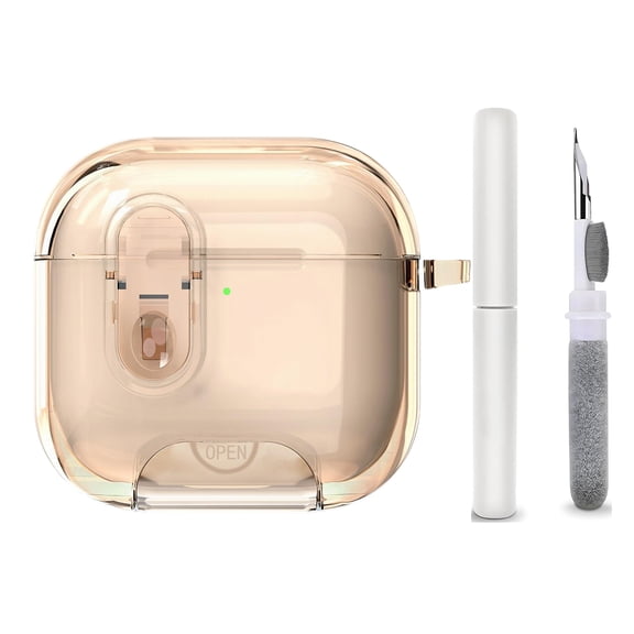 Allytechgroup Compatible with Airpods 4th Gen (USB-C) with Clean Kit, Compatible with MagSafe Drop Protection Cover with keychain Anti-Yellowing for AirPods 4th Generation Case (2024), Gold