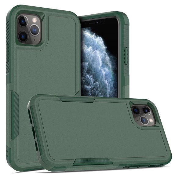 Allytechgroup Compatible for Apple iPhone 12 Pro / 12 6.1", Rugged Shockproof Military Grade Protection Dual Layers Hard PC TPU Phone Case for iPhone 12 Pro / iPhone 12 6.1", Darkgreen