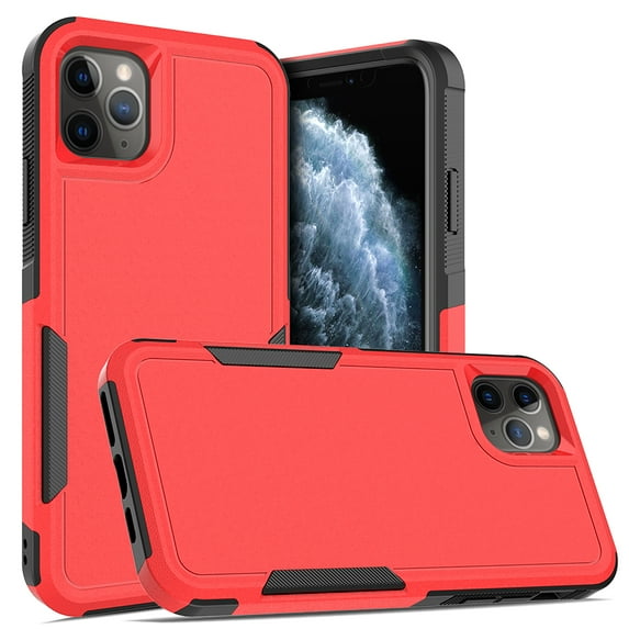 Allytechgroup Compatible for Apple iPhone 12 Pro / 12 6.1", Rugged Shockproof Military Grade Protection Dual Layers Hard PC TPU Phone Case for iPhone 12 Pro / iPhone 12 6.1", Red