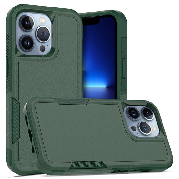 Allytechgroup Compatible for Apple iPhone 13 Pro Max, Rugged Shockproof Military Grade Protection Dual Layers Hard PC TPU Phone Case for iPhone 13 Pro Max, Darkgreen