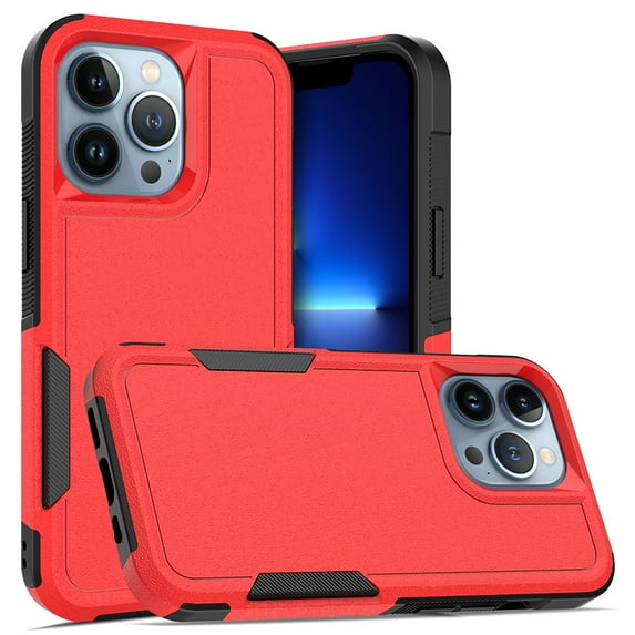Allytechgroup Compatible for Apple iPhone 13 Pro Max, Rugged Shockproof Military Grade Protection Dual Layers Hard PC TPU Phone Case for iPhone 13 Pro Max, Red