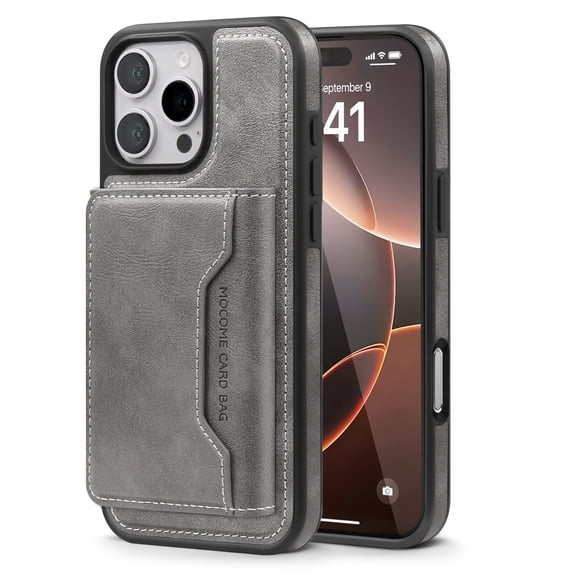 Allytechgroup Compatible Magsafe 2 in 1 Detachable iPhone 15 Pro Wallet Case, PU Leather RFID Blocking Flip Kickstand with Card Holder for Apple iPhone 15 Pro, Gray