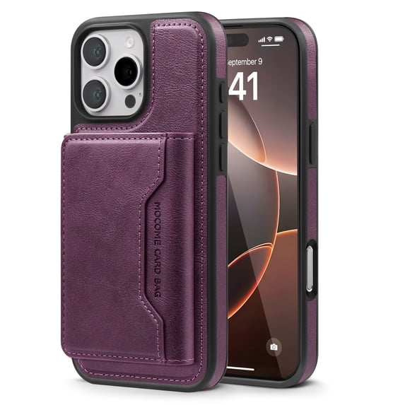 Allytechgroup Compatible Magsafe 2 in 1 Detachable iPhone 15 Wallet Case, PU Leather RFID Blocking Flip Kickstand with Card Holder for Apple iPhone 15, Purple