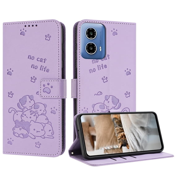 Allytechgroup Compatible with Motorola Moto G 2025 Flip Wallet Case, PU Leather with Credit Card Slot Military Grade Drop Protection Cover for Motorola Motorola Moto G 2025, Purple