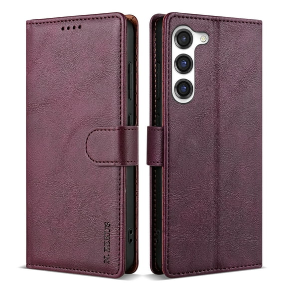 Allytechgroup Compatible with Samsung Galaxy A35 Wallet Case, PU Leather Flip Case with Card Holders RFID Blocking Shockproof Protective Phone Cover for Women Men, Winered