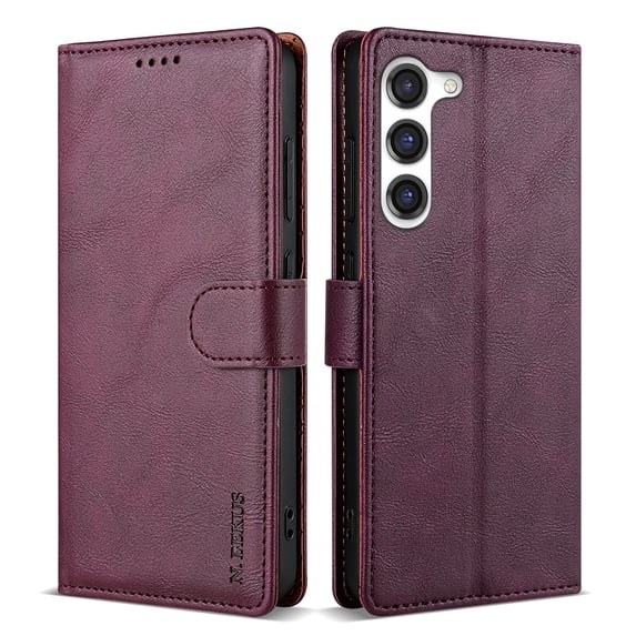 Allytechgroup Compatible with Samsung Galaxy S21+ Wallet Case, PU Leather Flip Case with Card Holders RFID Blocking Shockproof Protective Phone Cover for Women Men, Winered