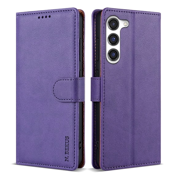 Allytechgroup Compatible with Samsung Galaxy S23 FE Wallet Case, PU Leather Flip Case with Card Holders RFID Blocking Shockproof Protective Phone Cover for Women Men, Purple