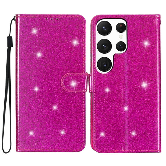 Allytechgroup Compatible with Samsung Galaxy S23 Ultra Case with Credit Card Slot, Slim Fit Flip Wallet Case with Lanyard Kickstand Shockproof Protective Back Cover for Women Girls, Rose