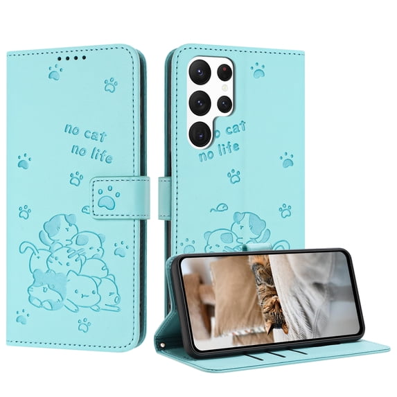 Allytechgroup Compatible with Samsung Galaxy S23 Ultra Flip Wallet Case, PU Leather with Credit Card Slot Military Grade Drop Protection Cover for Samsung Galaxy S23 Ultra, Green