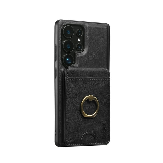 Allytechgroup Compatible with Samsung Galaxy S23 Wallet Case with Credit Card Slot, Detachable Cards Holder Support Wireless Charging Military Grade Drop Protection for Women Men, Black