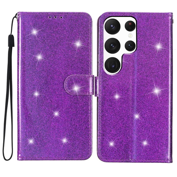 Allytechgroup Compatible with Samsung Galaxy S24 Case with Credit Card Slot, Slim Fit Flip Wallet Case with Lanyard Kickstand Shockproof Protective Back Cover for Women Girls, Purple
