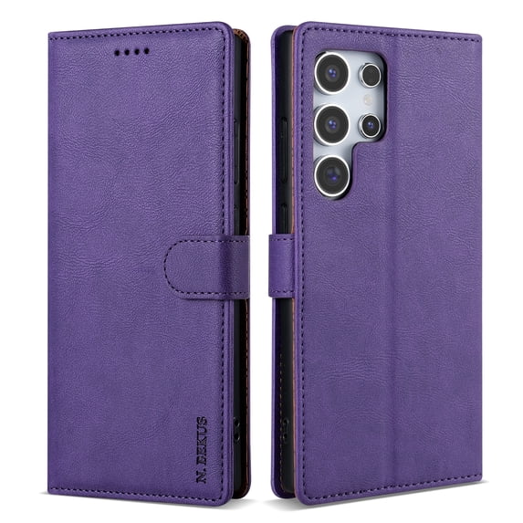 Allytechgroup Compatible with Samsung Galaxy S24 Ultra Wallet Case, PU Leather Flip Case with Card Holders RFID Blocking Shockproof Protective Phone Cover for Women Men, Purple