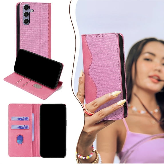 Allytechgroup Compatible with Samsung Galaxy S25 with Card Holder, RFID Blocking PU Leather Flip Wallet Phone Case with Stand Shockproof Back Cover for Samsung Galaxy S25, Pink