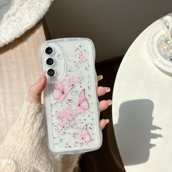 Allytechgroup Compatible with Samsung Galaxy S25 FE Case, Slim Lightweight Non-Slip Clear Shockproof Soft Cover Butterfly Printed Design Soft TPU Protective for Women Girls, White