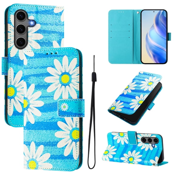 Allytechgroup Compatible with Samsung Galaxy S25 FE Wallet Case, Built-in Lanyard Credit Card Holder PU Leather Flip Kickstand Protective Shockproof Cover for Samsung Galaxy S25 FE, R