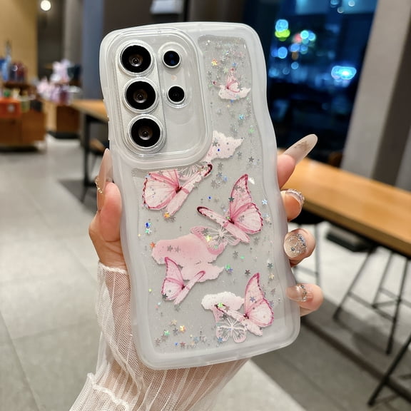 Allytechgroup Compatible with Samsung Galaxy S26 Case, Slim Lightweight Non-Slip Clear Shockproof Soft Cover Butterfly Printed Design Soft TPU Protective for Women Girls, White