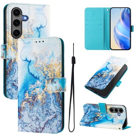 Allytechgroup Compatible with Samsung Galaxy S26+ Wallet Case, Built-in Lanyard Credit Card Holder PU Leather Flip Kickstand Protective Shockproof Cover for Samsung Galaxy S26+, P
