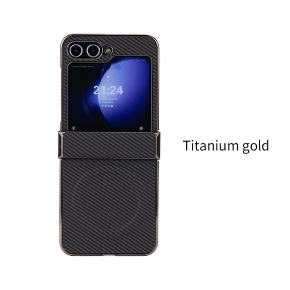 Allytechgroup Compatible with Samsung Galaxy Z Flip 3 Case, Slim Lightweight Support Wireless Charging Slim Lightweight Shockproof Magnetic Back Cover Bumper for Samsung Galaxy Z Flip 3, Titaniumgold