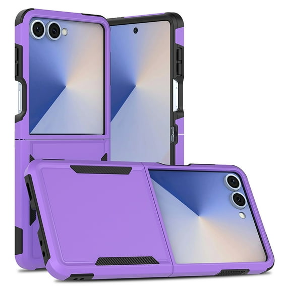 Allytechgroup Compatible for Samsung Galaxy Z Flip 7, Rugged Shockproof Military Grade Protection Dual Layers Hard PC TPU Phone Case for Galaxy Z Flip 7, Purple