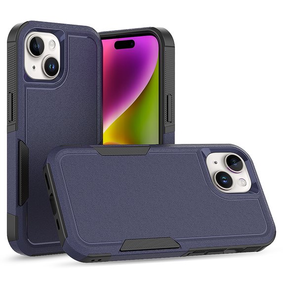 Allytechgroup Compatible for Apple iPhone 15, Rugged Shockproof Military Grade Protection Dual Layers Hard PC TPU Phone Case for iPhone 15, Darkblue