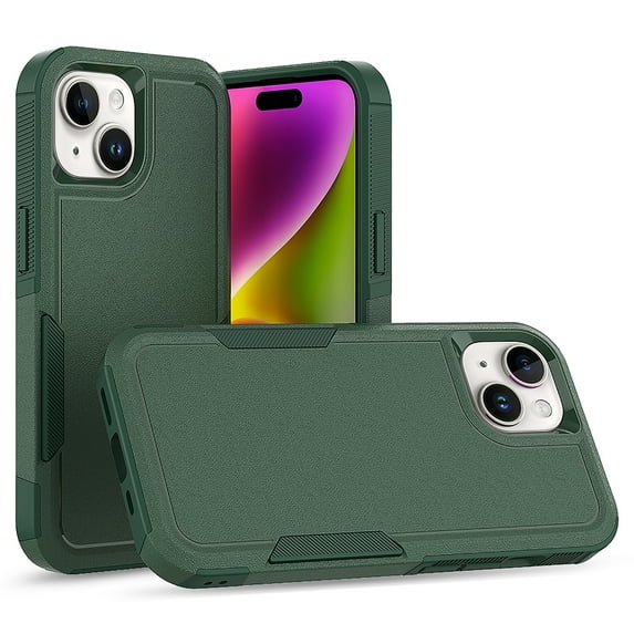 Allytechgroup Compatible for Apple iPhone 15, Rugged Shockproof Military Grade Protection Dual Layers Hard PC TPU Phone Case for iPhone 15, Darkgreen
