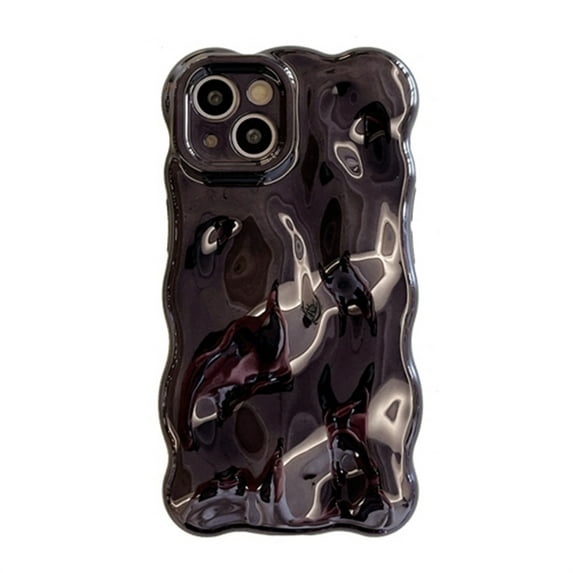 Allytechgroup Compatible with iPhone 11 Wavy Phone Case, Cute Coquette 3D Wave Bubble Pattern and Stylish Wavy Border Protection Shockproof Phone Case for Women Girls, Black