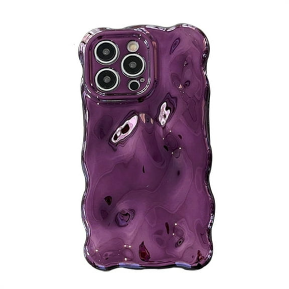 Allytechgroup Compatible with iPhone 12 Wavy Phone Case, Cute Coquette 3D Wave Bubble Pattern and Stylish Wavy Border Protection Shockproof Phone Case for Women Girls, Purple