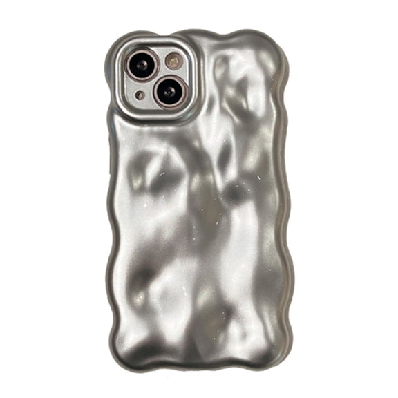 Allytechgroup Compatible with iPhone 13 Wavy Phone Case, Cute Coquette 3D Wave Bubble Pattern and Stylish Wavy Border Protection Shockproof Phone Case for Women Girls, Silver