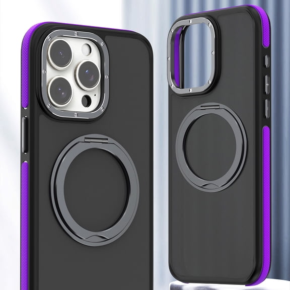 Allytechgroup Compatible with iPhone 14 Case, 360° Rotatable Ring Holder Camera & Screen Protection Military Grade Drop Protection Shockproof Cover for iPhone 14 Case, Purple