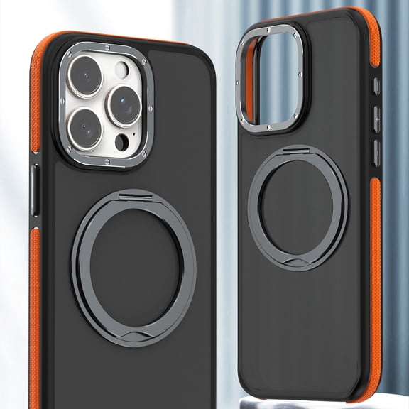Allytechgroup Compatible with iPhone 14 Case, 360° Rotatable Ring Holder Camera & Screen Protection Military Grade Drop Protection Shockproof Cover for iPhone 14 Case, Orange