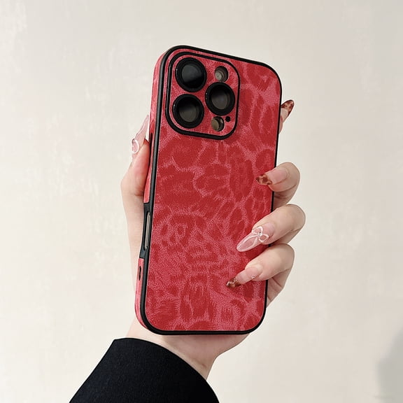 Allytechgroup Compatible with iPhone 14 Case for Women Girls, Slim Fit Leopard Print Pattern Shockproof Anti-Scratch Protection Bumper Phone Case for iPhone 14 Case, Red