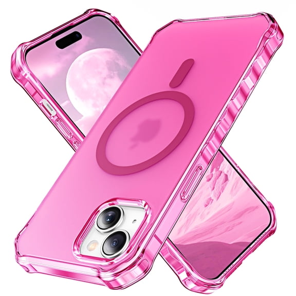 Allytechgroup Compatible with iPhone 14 Plus Case for Women Girls, Compatible with Magsafe Slim Phone Case Shockproof Magnetic Back Cover for iPhone 14 Plus, Rose
