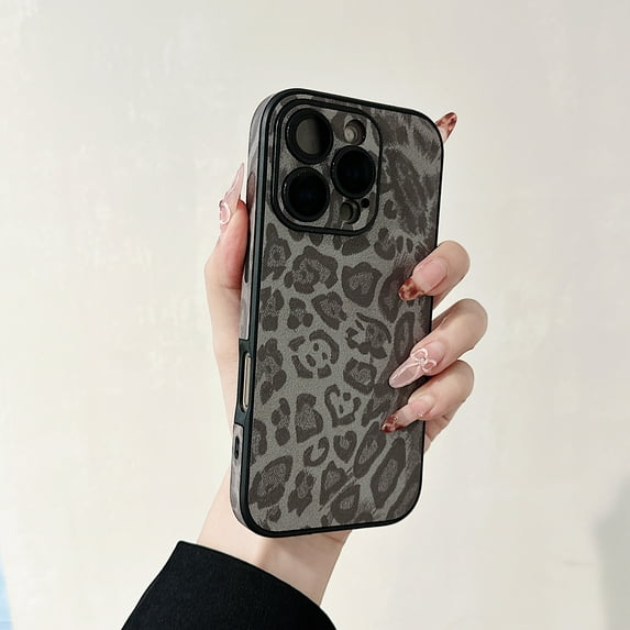 Allytechgroup Compatible with iPhone 15 Case for Women Girls, Slim Fit Leopard Print Pattern Shockproof Anti-Scratch Protection Bumper Phone Case for iPhone 15 Case, Gray